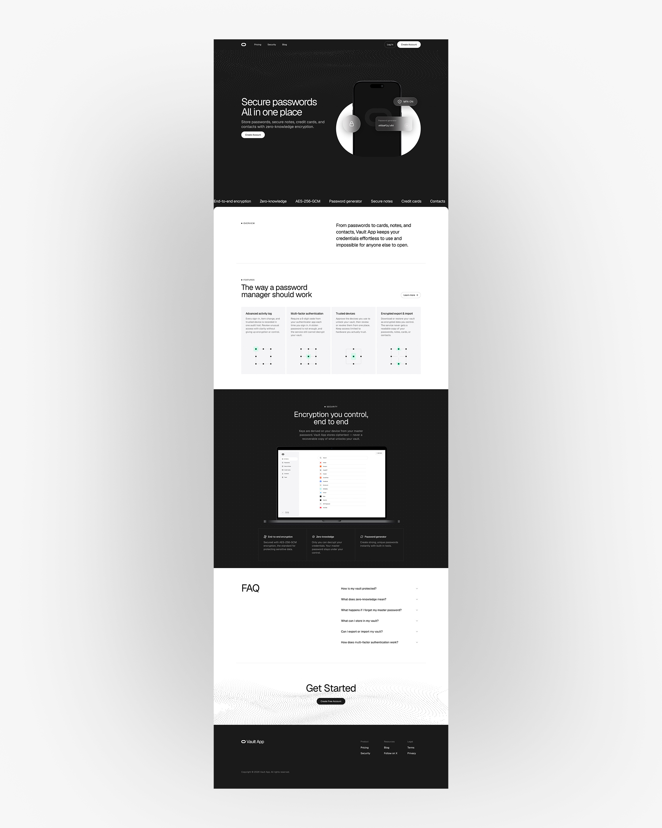 Vault App home