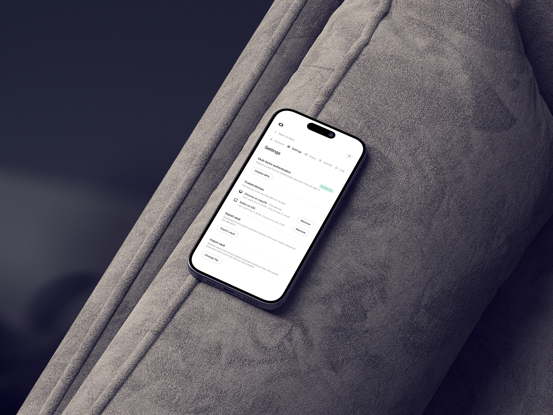 Vault App settings
